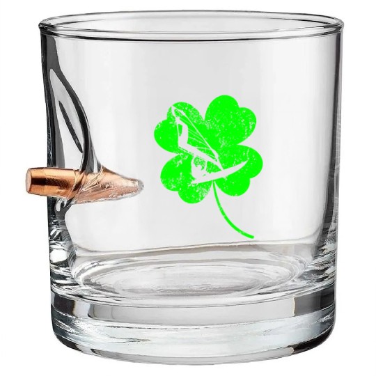 Windsurfing St. Patrick's day shamrock Bullet Whiskey Glasses