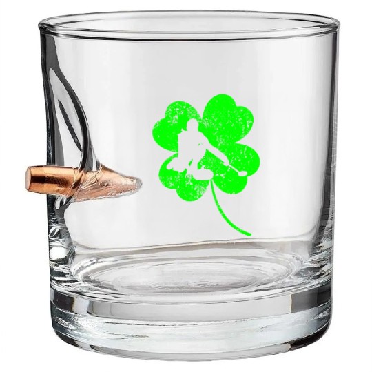 Curling St. Patrick's day shamrock Bullet Whiskey Glasses