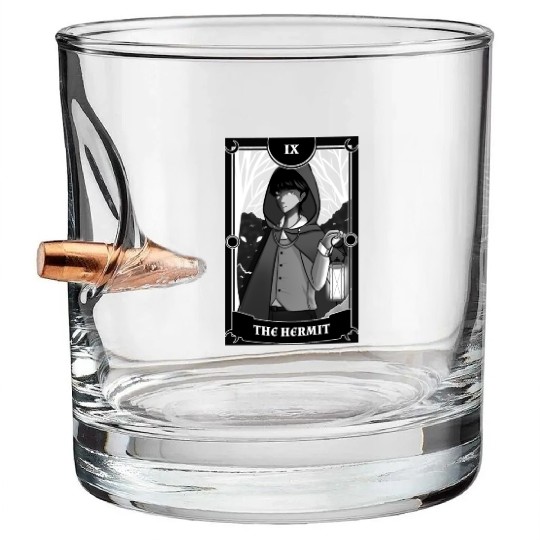 Anime Tarot Card The Hermit Occult Gothic Witch Bullet Whiskey Glasses
