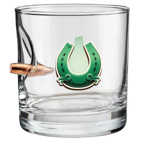 A horseshoe for good luck T--Bullet Whiskey Glasses