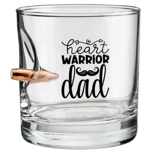 Heart Warrior Dad Bullet Whiskey Glasses