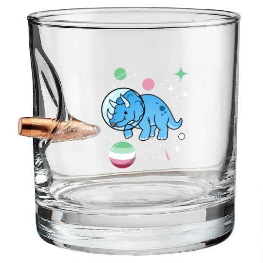 Abrosexual Pride Triceratops Astronaut Bullet Whiskey Glasses