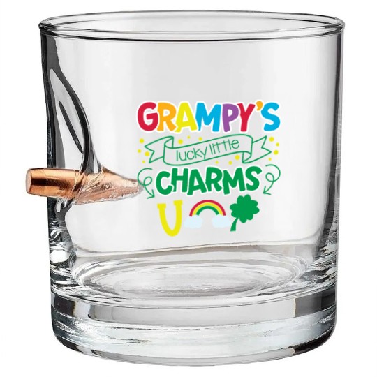 Grampy's Lucky Little Charms Clover Shamrock Bullet Whiskey Glasses