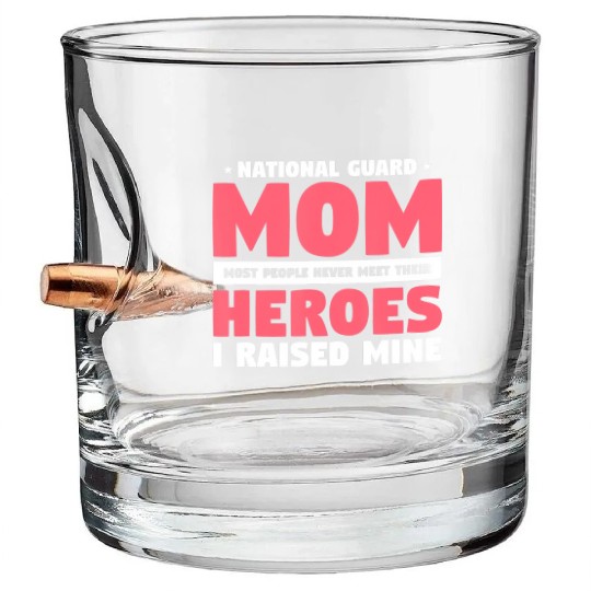 National Guard Mom Lovely Mother Family Military Bullet Whiskey Glasses