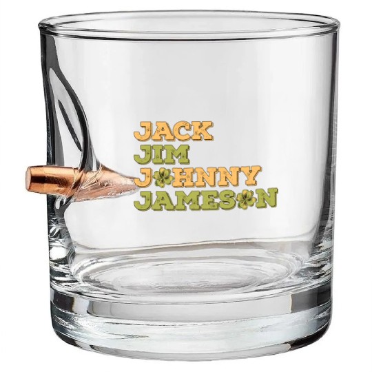 Jack Jim Johnny Jameson 4 Founder St Patrick's Day Bullet Whiskey Glasses