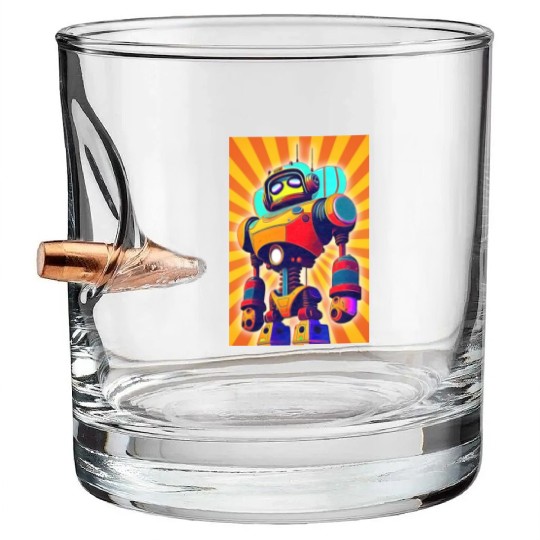 super hero cartoon iron man robot Bullet Whiskey Glasses