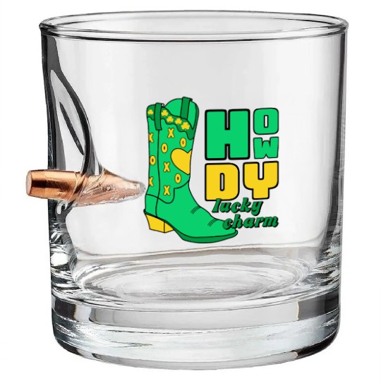 Howdy Lucky Charm St Patrick Day Apparel Bullet Whiskey Glasses