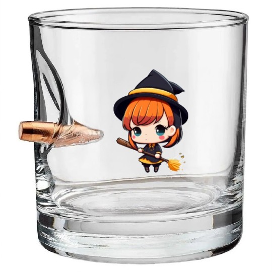 Cute But Witchy Chibi Witch Wicca Bullet Whiskey Glasses