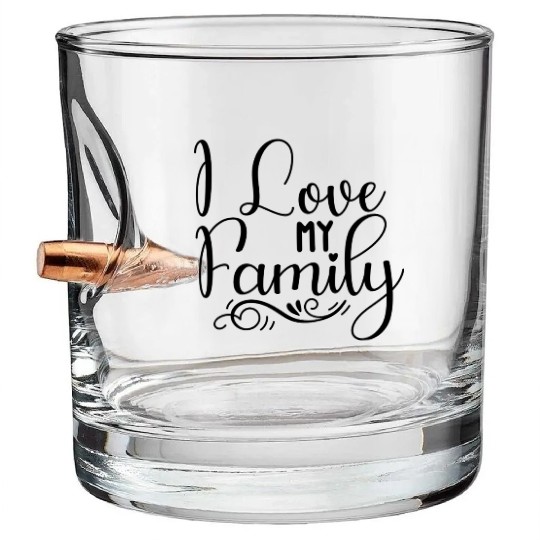 I Love My Family Bullet Whiskey Glasses