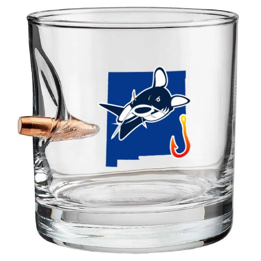 Catfishing Season New Mexico State Flag Fish Rod Bullet Whiskey Glasses
