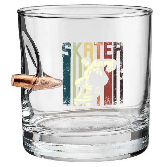Retro Vintage Skateboarding Bullet Whiskey Glasses