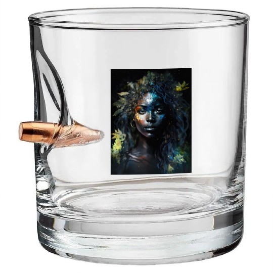 Black Nature Goddess - African American, Woodland Bullet Whiskey Glasses