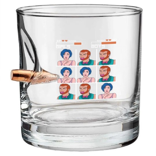 Tic Tac Toe Girls vs. Boys Bullet Whiskey Glasses