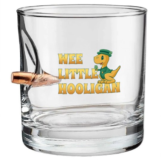 Wee Lil Hooligan loves Dinosaur St Patrick Day Bullet Whiskey Glasses