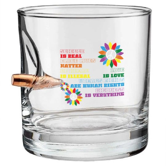 Distressed Science Is Real Black Bullet Whiskey Glasses