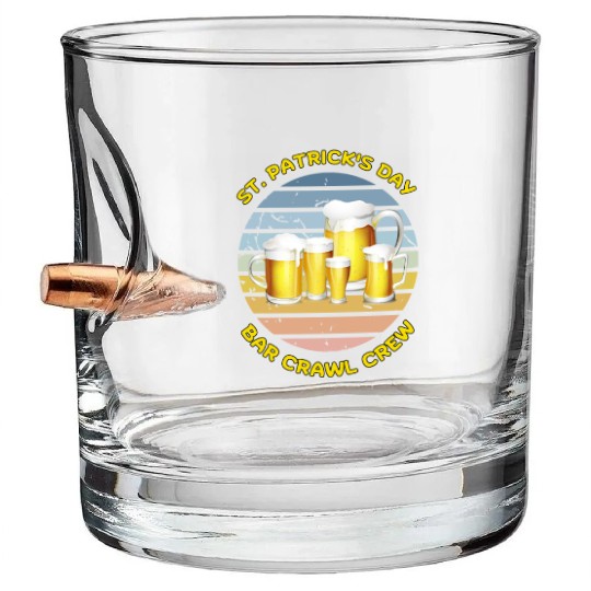 ST PATRICK'S DAY BAR CRAWL CREW Bullet Whiskey Glasses