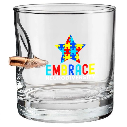 Embrace Neurodiversity Bullet Whiskey Glasses