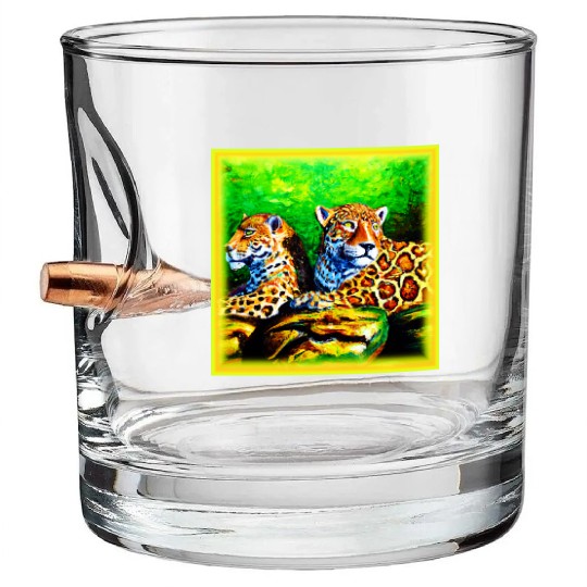 Cute Painting of The Jaguars. Buy Now Bullet Whiskey Glasses