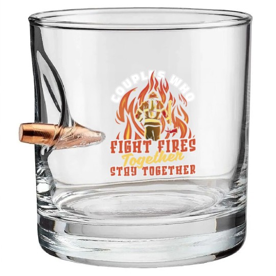 Firefighter Thin Red Line Couple Bullet Whiskey Glasses