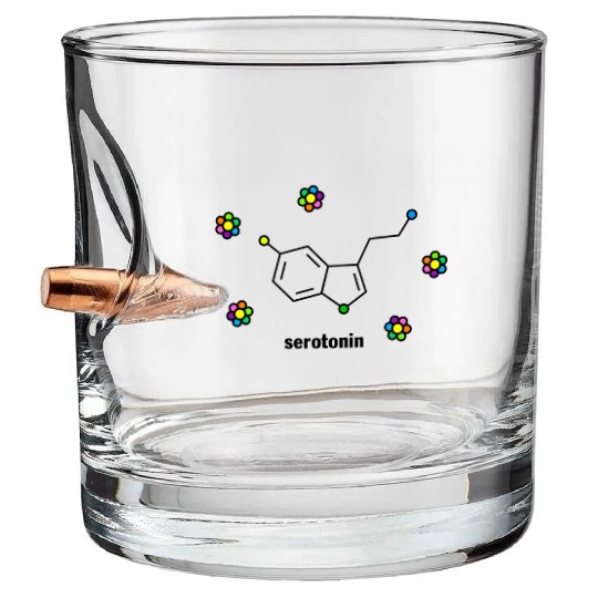 Happy Serotonin Molecule Science Chemistry Teacher Bullet Whiskey Glasses