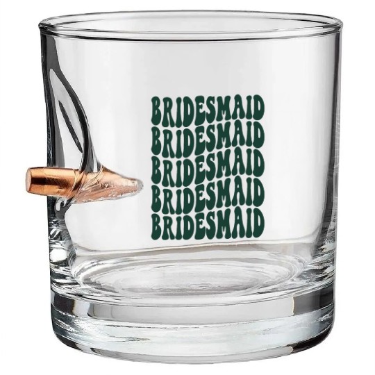 Bachelorette Party Bridesmaid Emerald Green Design Bullet Whiskey Glasses