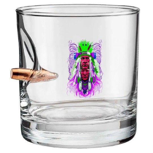 Psychedelic Native Bullet Whiskey Glasses