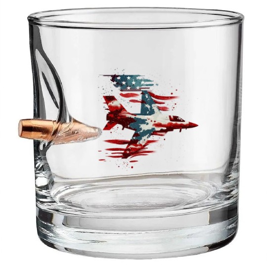 Patriotic America USA Flag 4th Of July American Bullet Whiskey Glasses