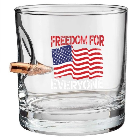 Freedom For Everyone America USA Flag 4th Of July Bullet Whiskey Glasses