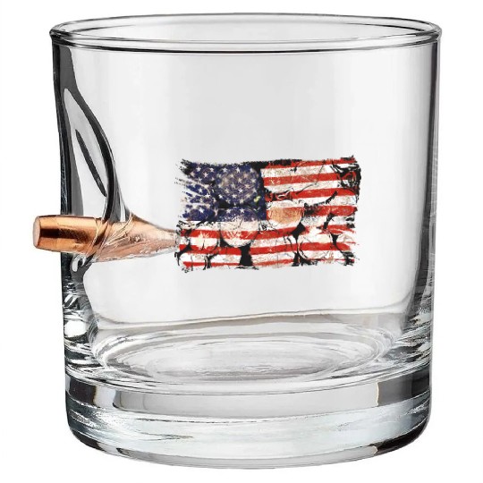 The Usa Flag Tree Trunks America Patriotism Bullet Whiskey Glasses