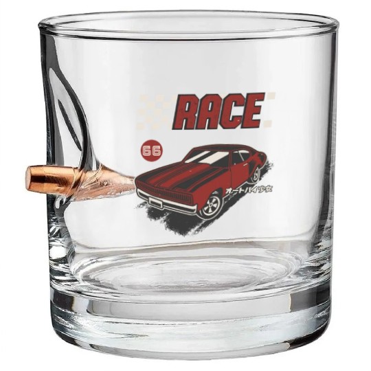 Retro Muscle Car Vintage Racing Car Lover Bullet Whiskey Glasses