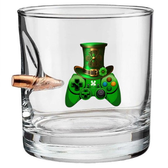 St Patricks Day Video Game Bullet Whiskey Glasses | Gamer Leprechau