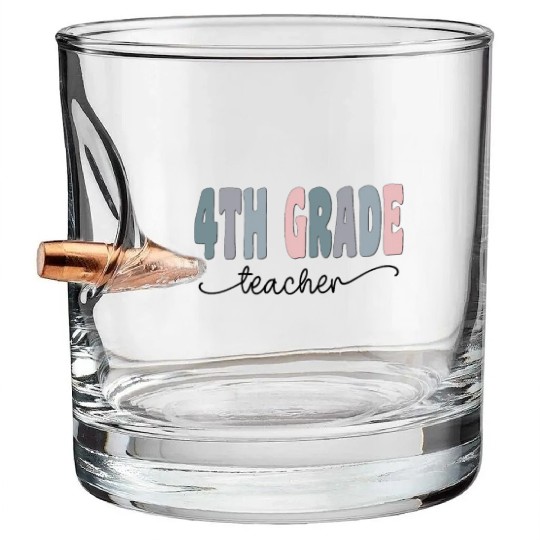 4th Grade Teacher Gift Matching Teacher Squad Bullet Whiskey Glasses