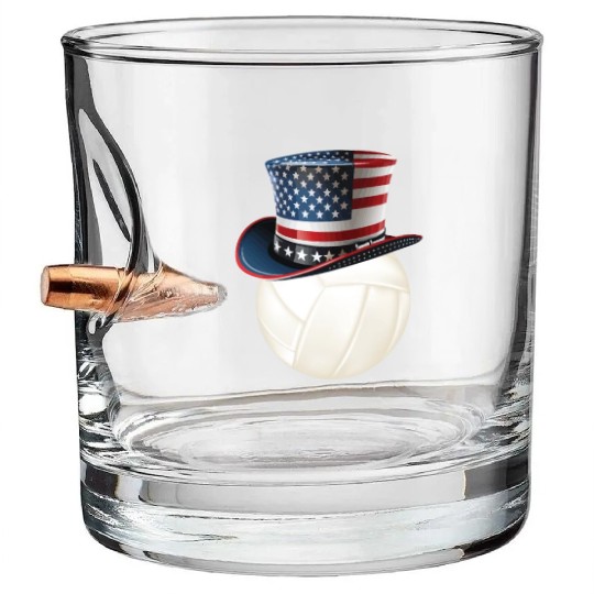 Patriotic America USA Flag 4th Of July Volleyball Bullet Whiskey Glasses