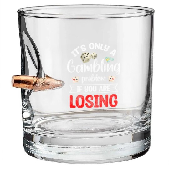 Cards Blackjack Spades Bullet Whiskey Glasses