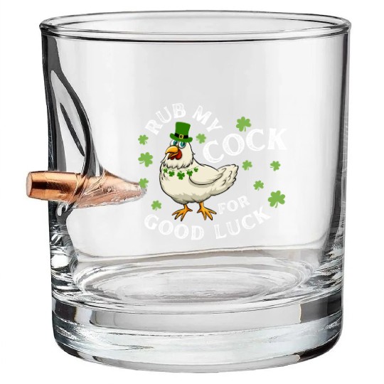 Rub My Cock For Good Luck St Patrick's Day Bullet Whiskey Glasses