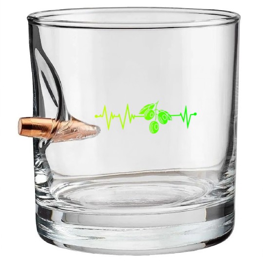 Green Olive Heartbeat Bullet Whiskey Glasses