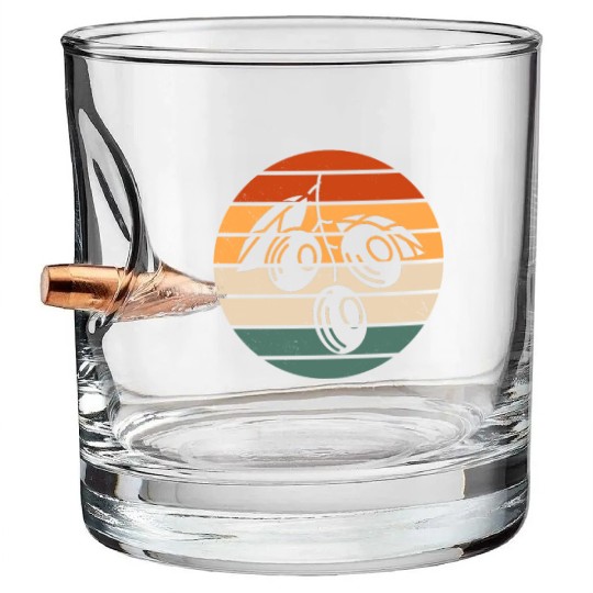 Retro Green Olive Design Bullet Whiskey Glasses