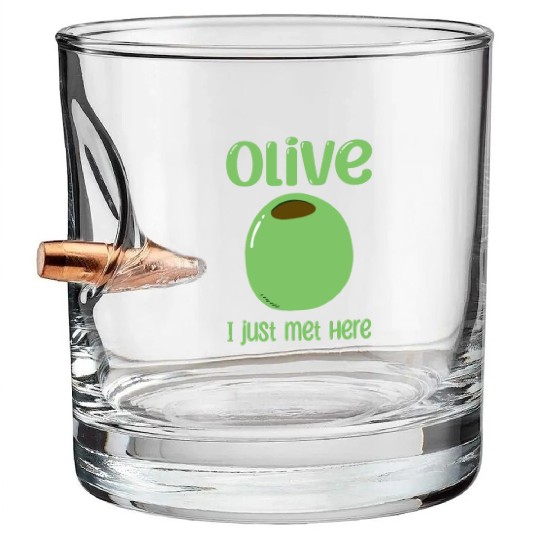 Green Olive Lover Quote Bullet Whiskey Glasses
