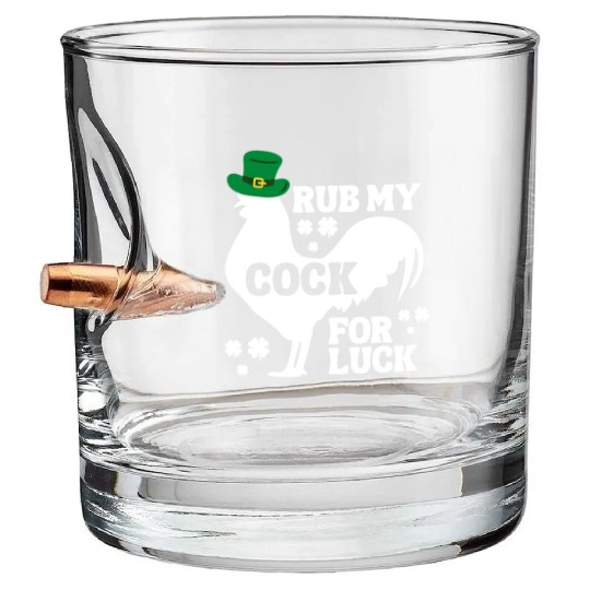 Rub My Cock for Good Luck, Funny St Patrick's Day Bullet Whiskey Glasses