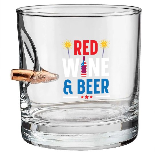 Patriotic America USA Flag 4th Of July American Bullet Whiskey Glasses