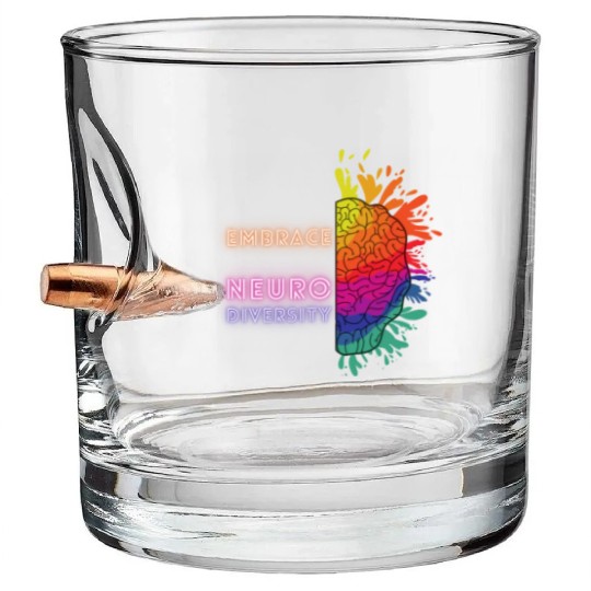 NEURODIVERSITY embrace brain awareness Bullet Whiskey Glasses