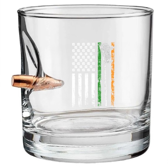 American Sports Flag St. Patrick's Day Lacrosse Bullet Whiskey Glasses