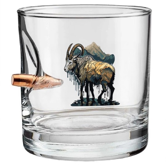a mountain goat lives in the mountains Bullet Whiskey Glasses