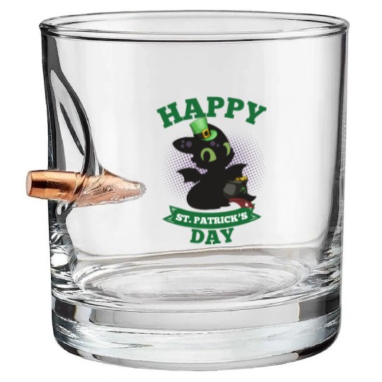 Happy St Patricks Day Toothless Bullet Whiskey Glasses