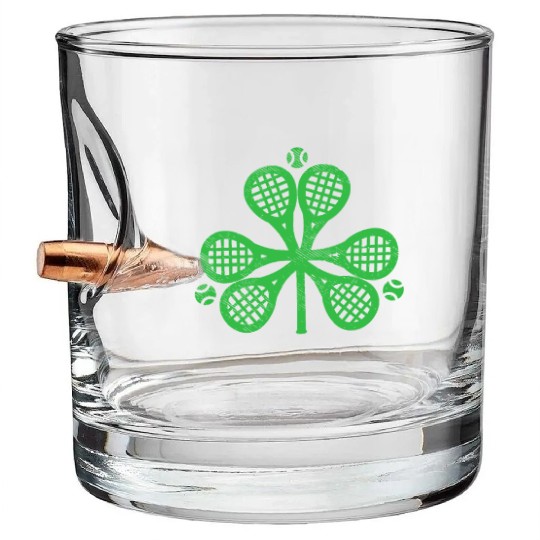 Tennis Shamrock Clover St Patricks Day Player Coac Bullet Whiskey Glasses