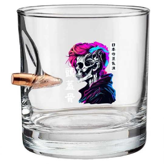 Sad Boy Anime Skull Skeleton Gothic Vaporwave Aest Bullet Whiskey Glasses
