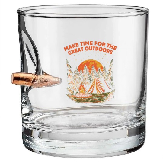 Make Time for Outdoors Camping Hiking Camper Hiker Bullet Whiskey Glasses