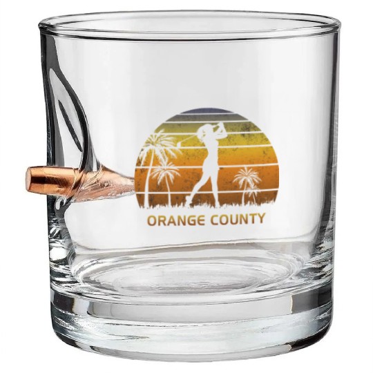 Retro Orange County Women's Golf Golfing Fan Bullet Whiskey Glasses