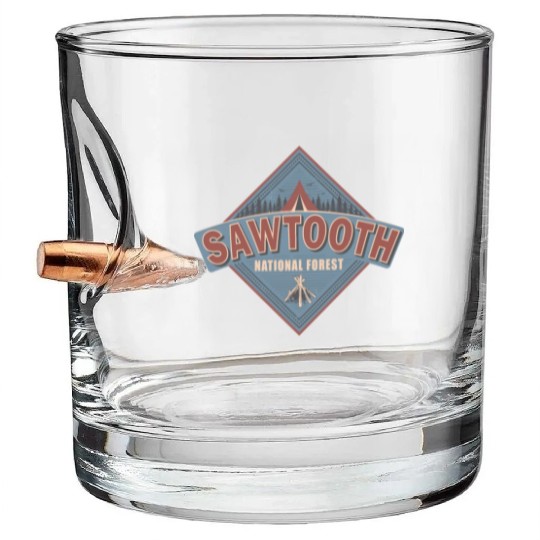 Sawtooth National Forest Idaho Vintage US Camping Bullet Whiskey Glasses