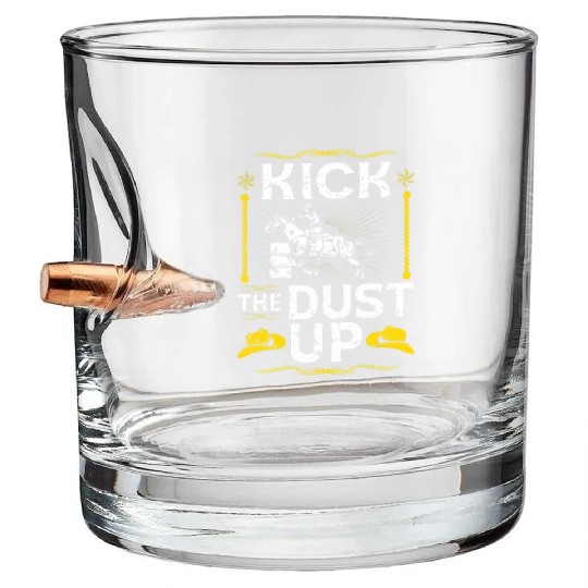 Barrel Racing Kick The Dust Up Rodeo Cowgirl Barr Bullet Whiskey Glasses